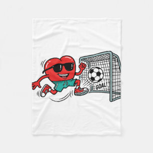Heart Valentines Day Soccer Men Boys Kids Teens Fleece Blanket