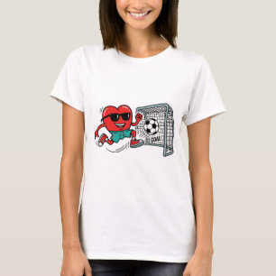 Heart Valentines Day Soccer Men Boys Kids Teens T-Shirt