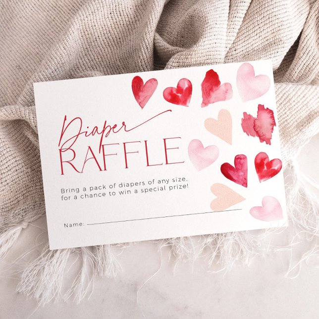 Heart Valentines Diaper Raffle Ticket Baby Shower Enclosure Card (Creator Uploaded)