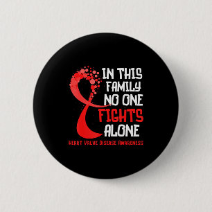 Heart Valve Disease Awareness Ribbon Family Red Fi 6 Cm Round Badge