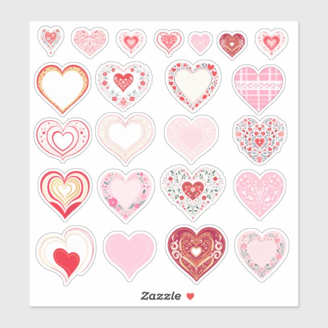 Heart Variety Custom-Cut Vinyl Sticker (Sheet)