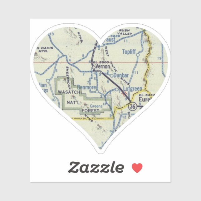 Heart Vernon Utah Retro Map (Sheet)