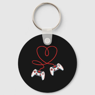 Heart Video-game Controller Valentines Day Cool Ga Key Ring
