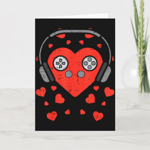 Heart Video Game Valentines Day Gamer Boys Men Gir Card