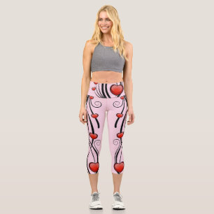 Heart Vine High Waisted Capri Leggings