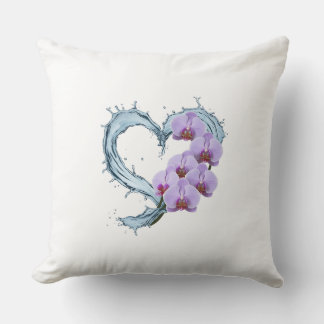 Heart Vine Throw Pillow with Purple Orchid
