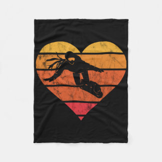 Heart Vintage Retro Snowboarding Snowboard Snowboa Fleece Blanket