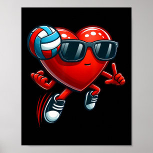 Heart Volleyll Lover Player Sport Valentines Day V Poster