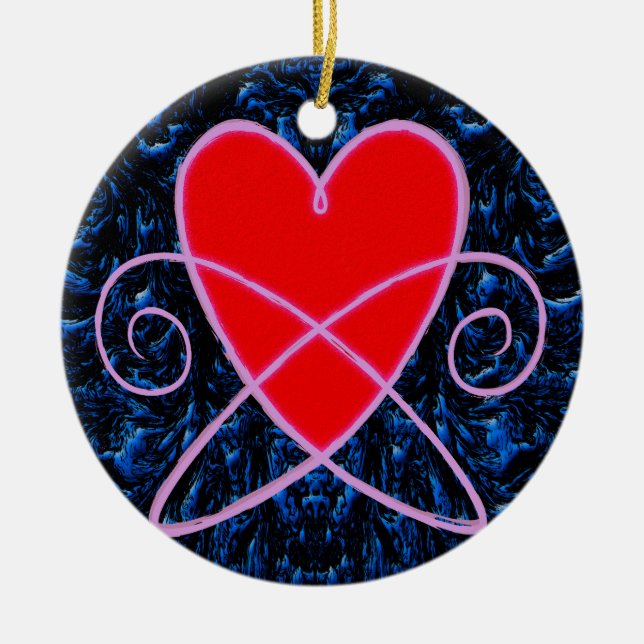 Heart Vortex Ceramic Ornament (Front)