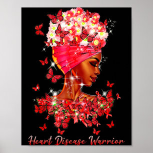 Heart Warrior Butterflies Women Red Heart Disease Poster
