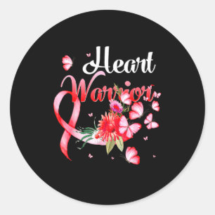 Heart Warrior Butterfly Heart Disease Awareness _1 Classic Round Sticker