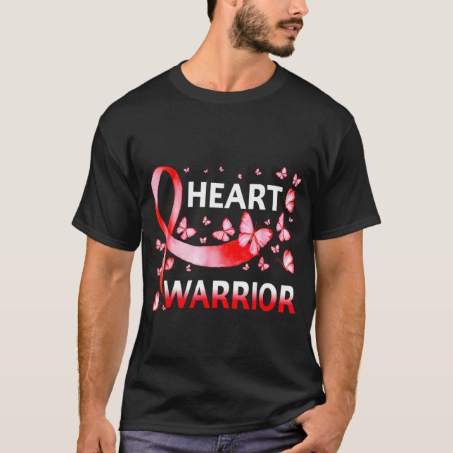 Heart Warrior Butterfly Heart Disease Awareness  T-Shirt (Front)