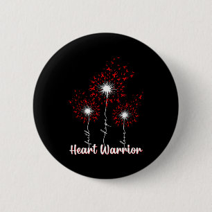 Heart Warrior Dandelion Red Heart Disease Awarenes 6 Cm Round Badge