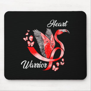 Heart Warrior Flamingo Red Heart Disease Awareness Mouse Pad