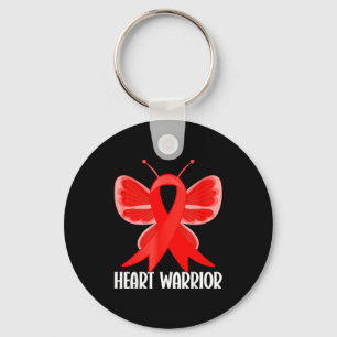 Heart Warrior Heart Disease Awareness Butterfly Wo Key Ring