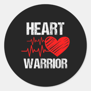 Heart Warrior Heart Disease Awareness Month Red He Classic Round Sticker