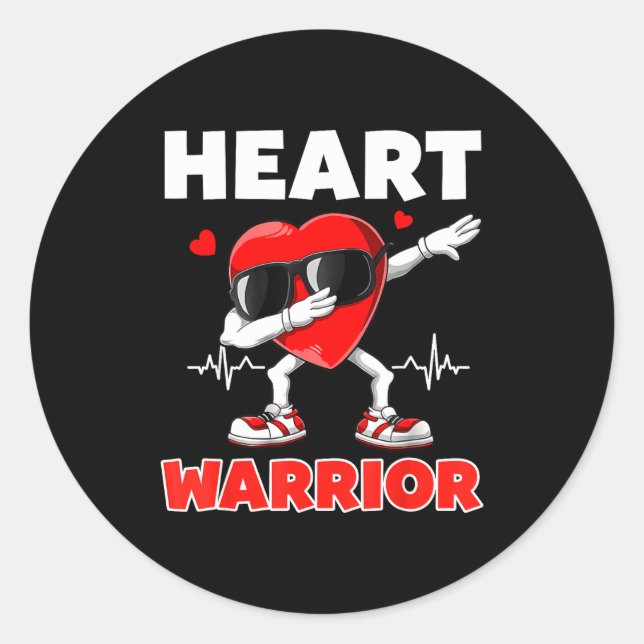 Heart Warrior Heart Disease Awareness Month Red He Classic Round Sticker (Front)