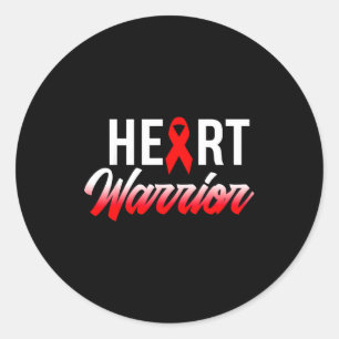 Heart Warrior Heart Disease Awareness Support Squa Classic Round Sticker