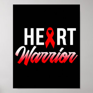 Heart Warrior Heart Disease Awareness Support Squa Poster
