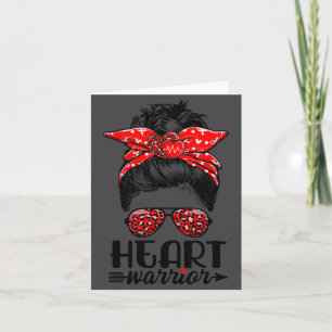 Heart Warrior Messy Bun Go Red - Heart Disease Awa Card