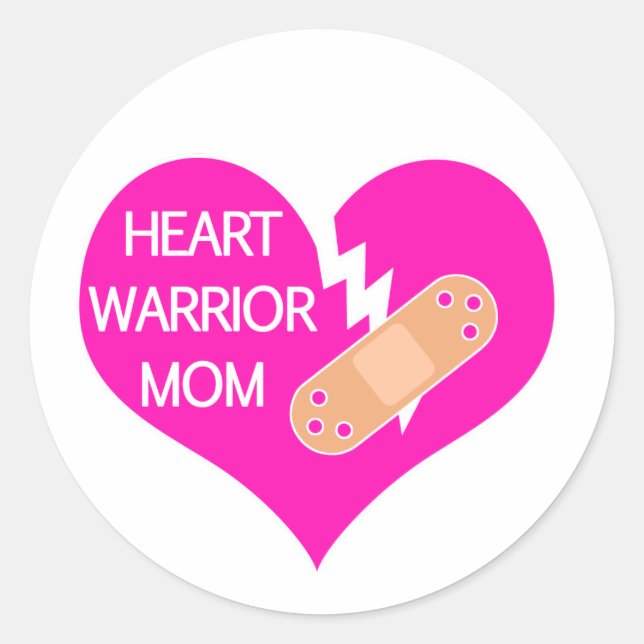 Heart Warrior Mum, Congenital Heart Defect, HLHS Classic Round Sticker (Front)