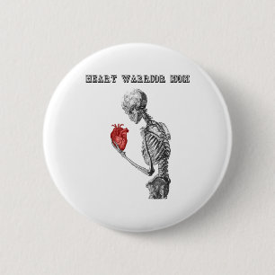 Heart Warrior Mum Skeleton Human Heart Disease Gra 6 Cm Round Badge