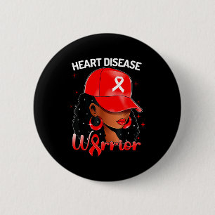 Heart Warrior Red Black Woman Heart Disease Awaren 6 Cm Round Badge