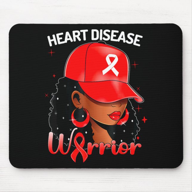 Heart Warrior Red Black Woman Heart Disease Awaren Mouse Pad (Front)