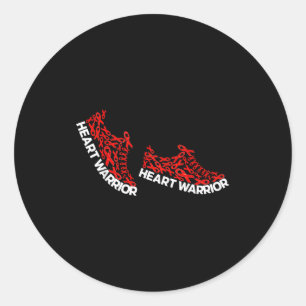 Heart Warrior Red Heart Disease Awareness Warrior  Classic Round Sticker