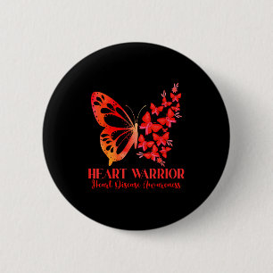 Heart Warrior Red Ribbon Butterfly Heart Disease A 6 Cm Round Badge