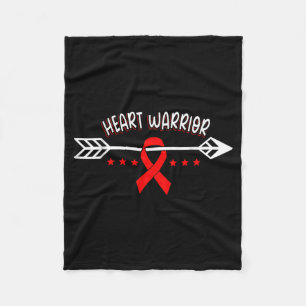 Heart Warrior Red Ribbon Heart Disease Awareness _ Fleece Blanket