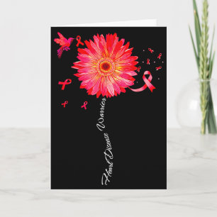 Heart Warrior Ribbon Sunflower Red Heart Disease A Card
