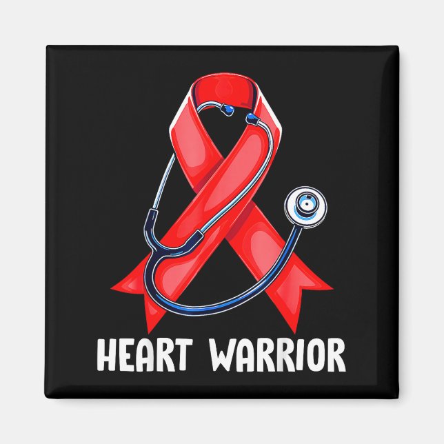 Heart Warrior Stethoscope Red Nurse Heart Disease  Magnet (Front)