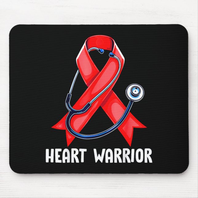 Heart Warrior Stethoscope Red Nurse Heart Disease  Mouse Pad (Front)