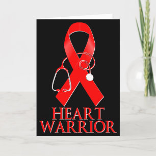Heart Warrior Stethoscope Red Ribbon Heart Disease Card