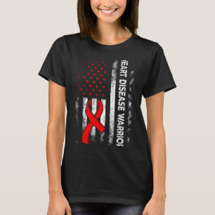 Heart Warrior Us Flag Red Heart Disease Awareness T-Shirt