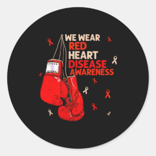 Heart Warrior We Wear Red Heart Disease Awareness Classic Round Sticker