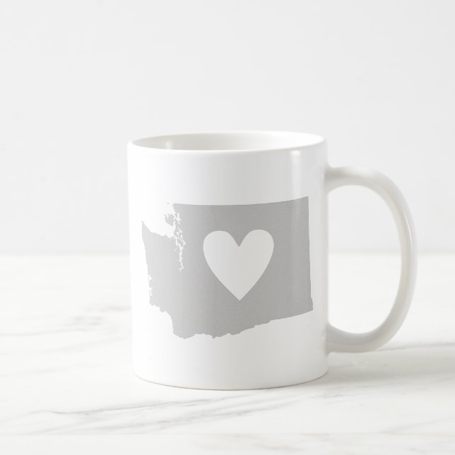 Heart Washington Shaped Grey Washingtonian Love Coffee Mug (Right)