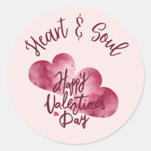 Heart Watercolor Valentine’s Day Classic Round Sticker