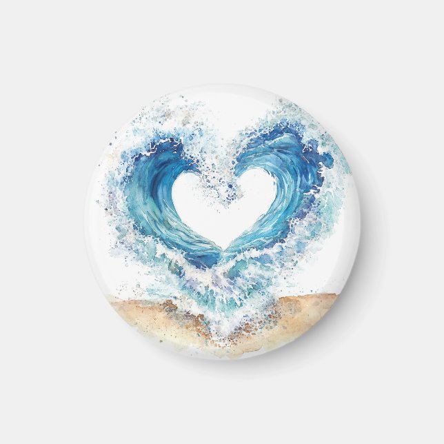 Heart Wave Stickers | Ocean Love Sticker Sheet  Magnet (Front)