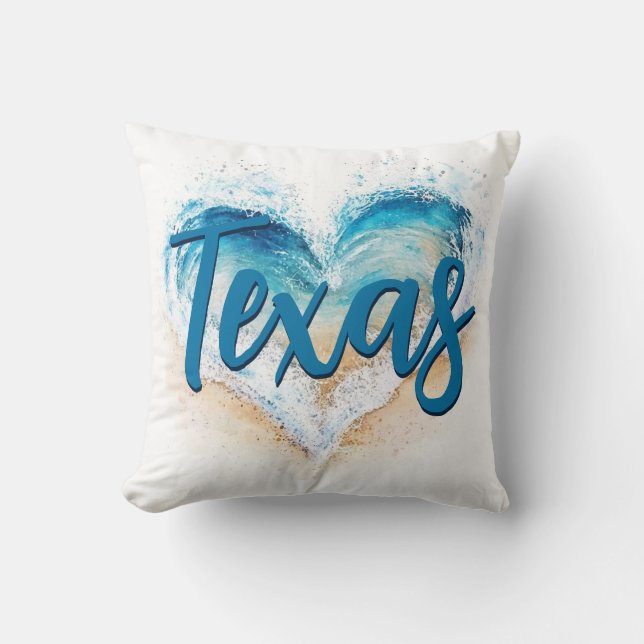 Heart Wave Texas Beach Cushion (Front)