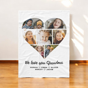 Heart We love you Grandma photo collage Fleece Blanket
