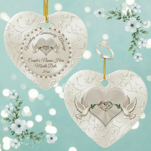 Heart, Wedding Christmas Ornaments Personalized