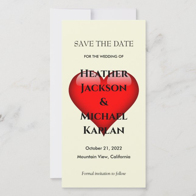 Heart Wedding Professional Minimalist Modern Save The Date (Front)