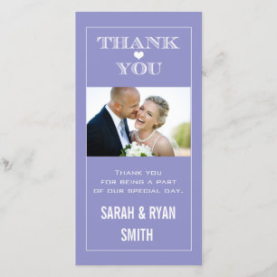Heart Wedding Purple Thank You Photo Cards