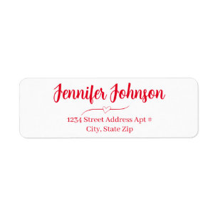 Heart Wedding Red Bold Script Return Address Return Address Label