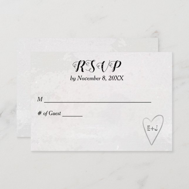 Heart Wedding RSVP Card (Front/Back)