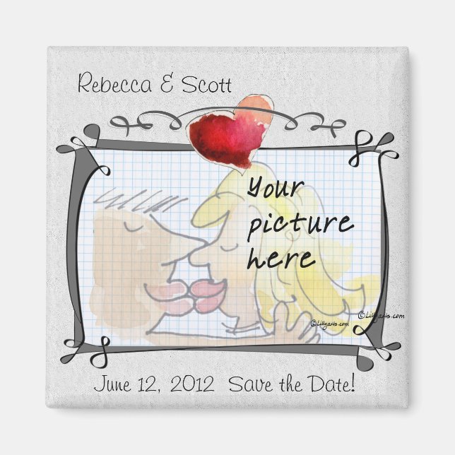 Heart Wedding Save the Date Photo Magnets (Front)