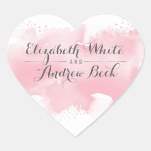 HEART WEDDING SEAL stylish watercolor blush pink