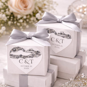 Heart Wedding Thank You Favour Pearl Elegant Sticker